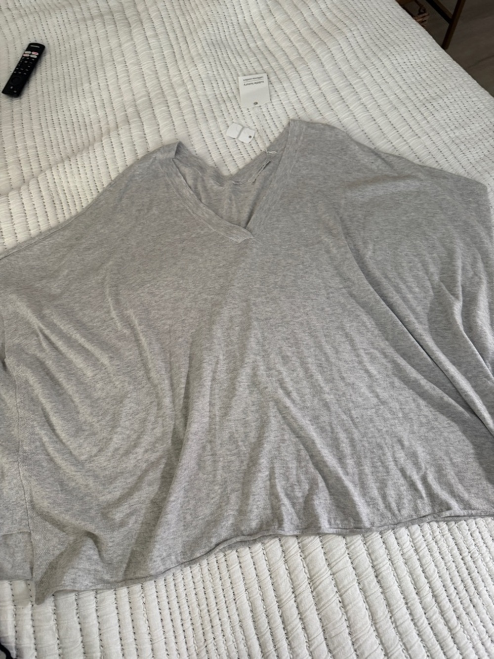 Subtle Luxury Light Gray V-Neck Tunic Top